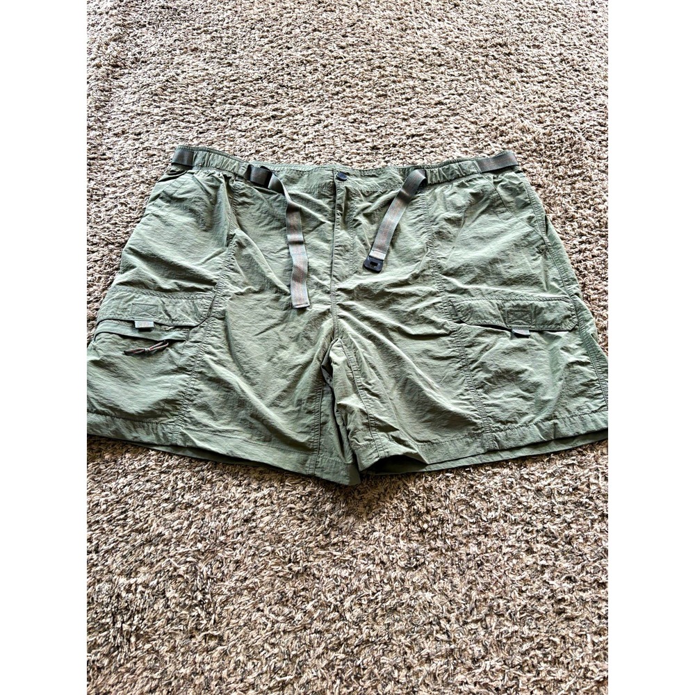 Northwest Territory Men's Green Solid Cargo Shorts Nylon Belted Pockets